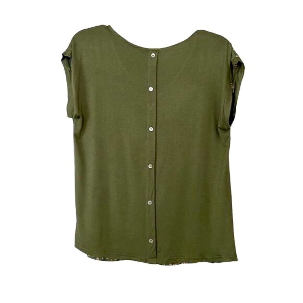 Papermoon Stitch Fix Ellie Green Floral V-Neck Top Size S Cap Sleeve - Picture 4 of 13